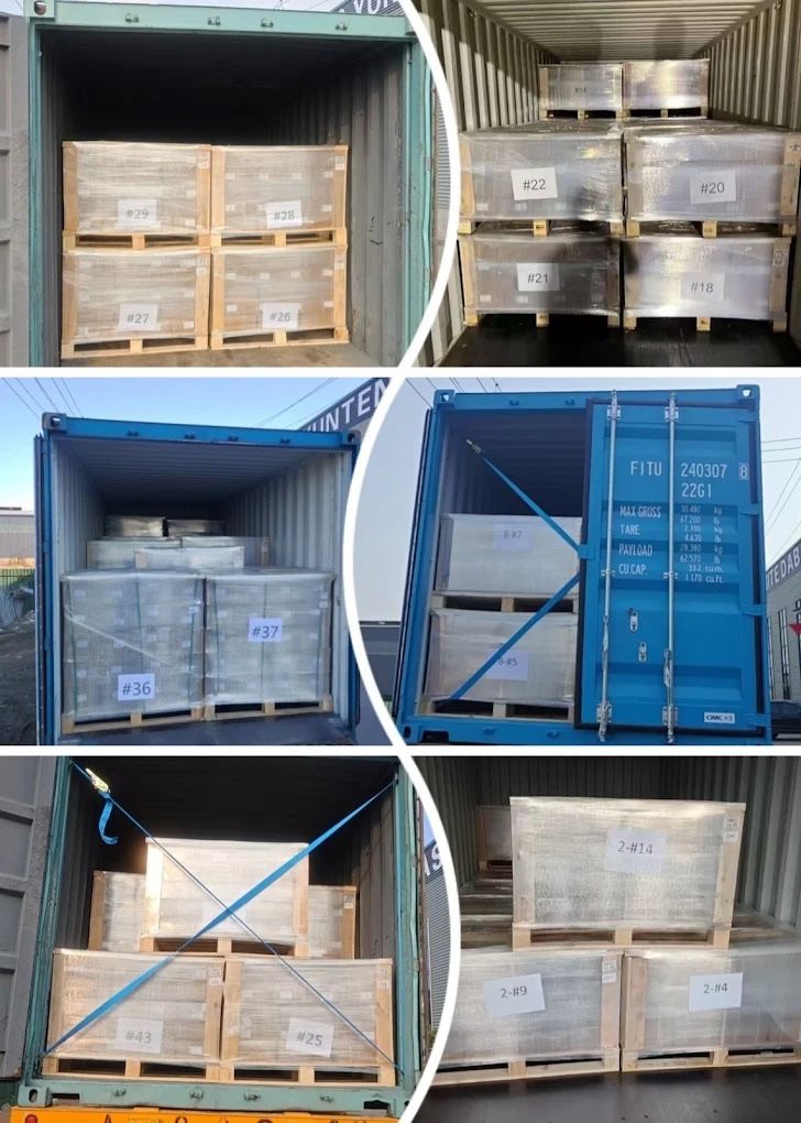 40ft export container being loaded with palletized fastener cartons for dispatch from Dubai